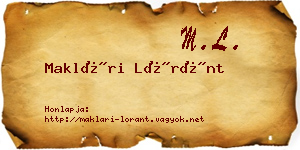 Maklári Lóránt névjegykártya